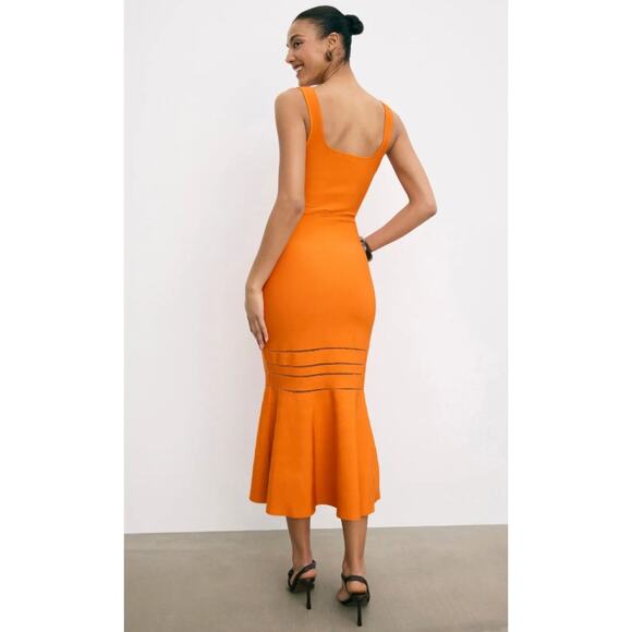 SIMKHAI Louella Midi Dress in Orange - Picture 3 of 11